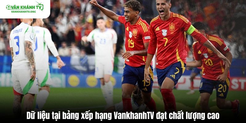 Dữ liệu tại bảng xếp hạng VankhanhTV đạt chất lượng cao